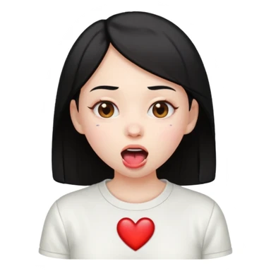 Heart-eyes emoji with a heart next to it and drooling
Black-haired girl, loves white sticker
