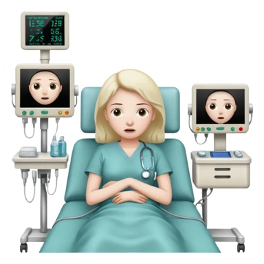 a patient waking up before a surgery, with monitors etc sticker