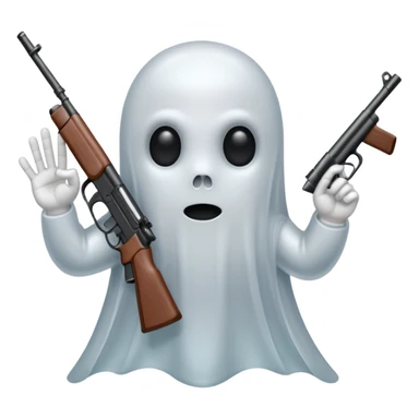 Fantasmas con un fusil y haciendo haciendo en en forma de V con los dedos sticker