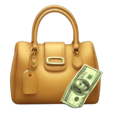 luxurious bag with sales tag and money sticker