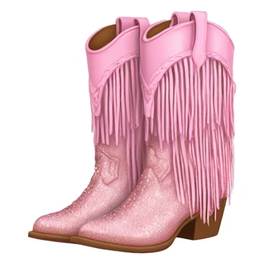 Realistic pastel pink fashion cowgirl boots with sparkly shiny glitter fringe on them. sticker