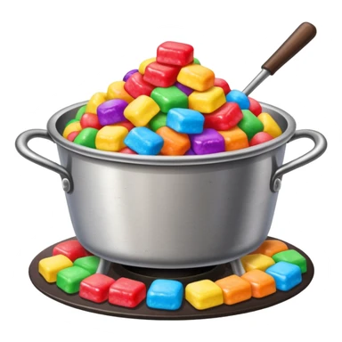 Blackstone grill with pile of mashed up rainbow candies and hibachi flippers sticker