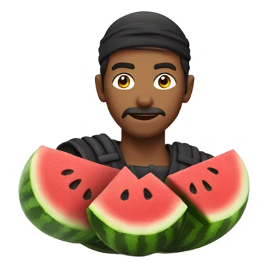  Guy in ninja costume with, watermelon, sticker