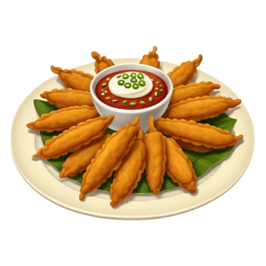 indonesian fried food with chili on a plate sticker