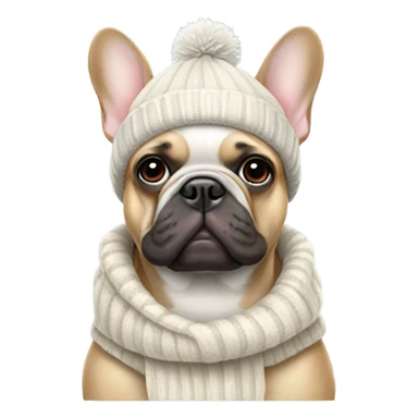French bulldog wearing a winter hat sticker