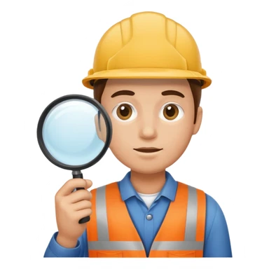 worker with magnifying glass sticker