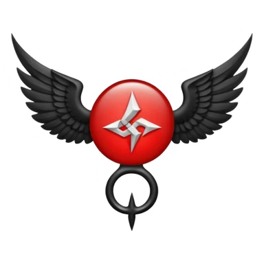 Holy Emblem with black wings and horn and red tetragrammaton in the middle sticker