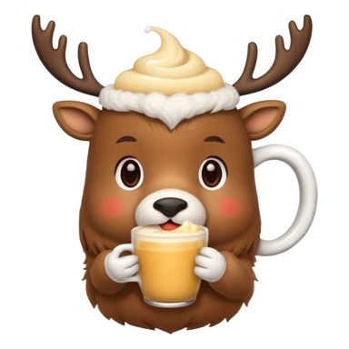 cute reindeer sipping hot eggnog sticker