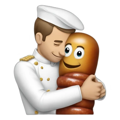 emmmanuel macron hugging a saussage sticker