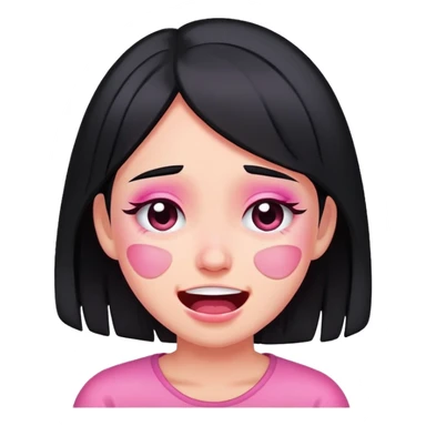pink crying and laughing black-haired girl sticker