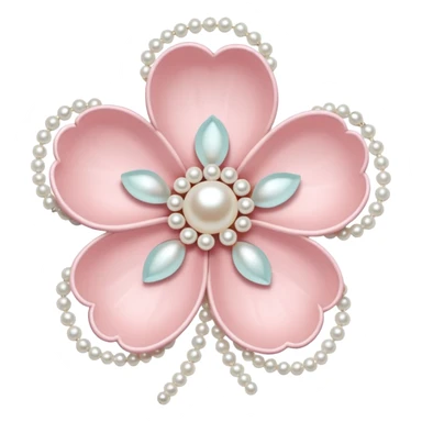 light pastel sakura flower with pearl beaded outline sticker