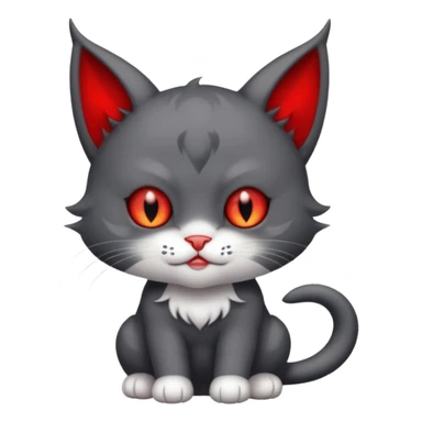 charcoal grey and white baby devil cat sticker