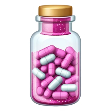 Small bottle full of pills with pink glitter in them  sticker