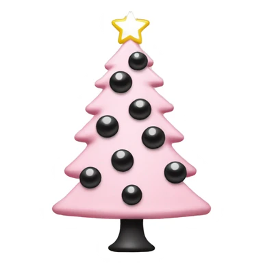 light pink Christmas tree with white lights and black ornaments  sticker