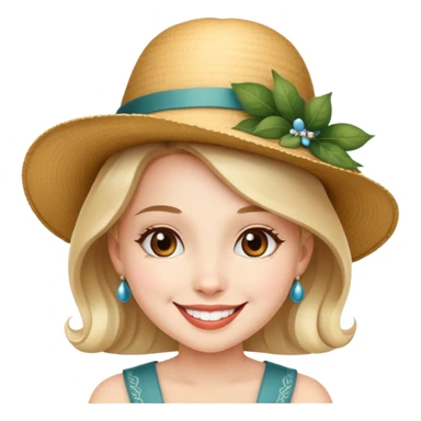 girl with a decorative, elegant hat, smiling sticker