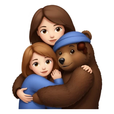 Woman loving a big  bear sticker
