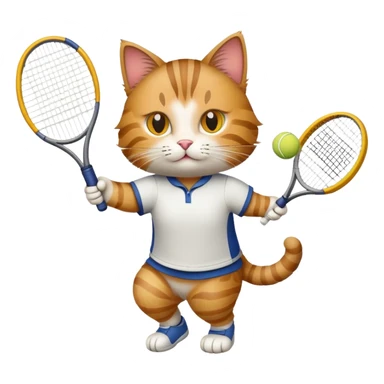 Cat playing tennis sticker