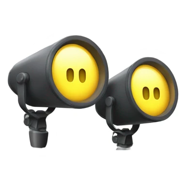 two spotlights pointing up, glowing with a  yellow light sticker