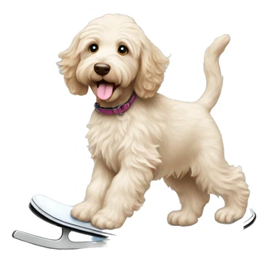 Australian labradoodle puppy ice skating sticker