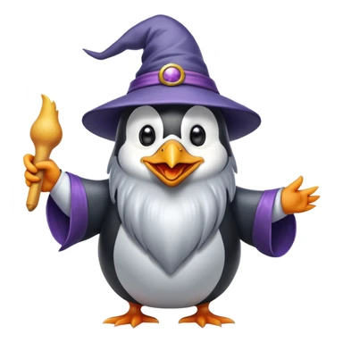 penguin wizard pointing and laughing at you riding a chicken sticker