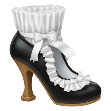 black mary jane shoe with white frilly sock sticker