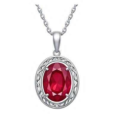silver chain with a ruby pendant, undulating like moonlit water sticker