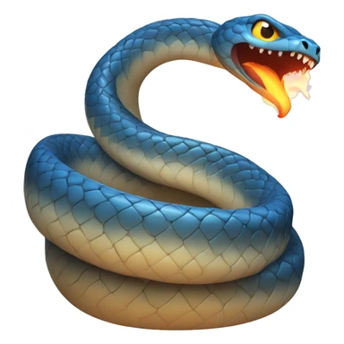 curvy blue snake breathing fire sticker