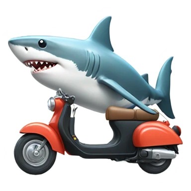 a shark riding a scooter on the ocean sticker