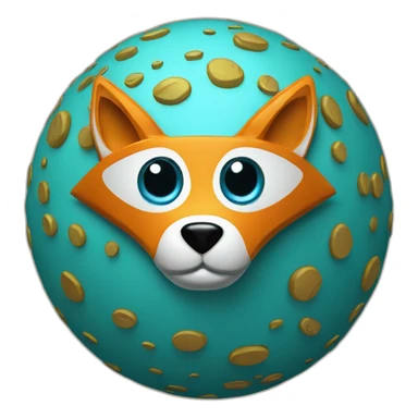 3d sphere with a cartoon Fox skin texture with Eye of Horus sticker