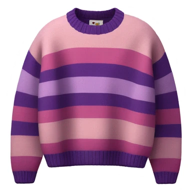 Pink and purple striped cropped oversize wool sweater, isolated sticker