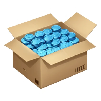 blue coins credit in a package sticker