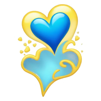 Blue and yellow shiny heart  sticker