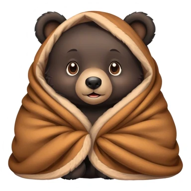 Disney-style cute black bear cub in blanket sticker