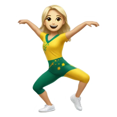 Australian female breadancer dancing on the floor for Olympic Games 2024 with her Australian outfit sticker