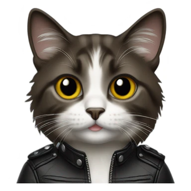 Ragdoll cat wearing black leather jacket sticker