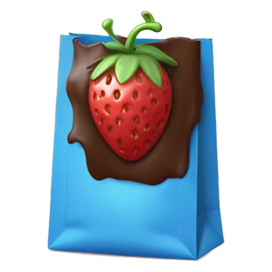 Chocolate covered strawberry’s in a blue bag that says “tru fru” on the front  sticker