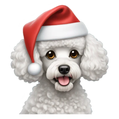 Miniature poodle wearing a Santa hat sticker
