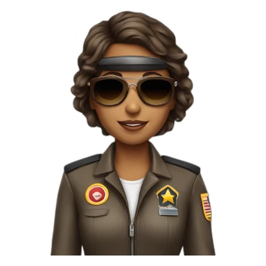 young brown female airplane pilot with sunglasses sticker