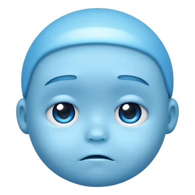 a baby blue sad face emoji with a glowing baby blue gradient behind it  sticker