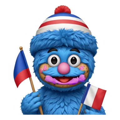 cookie monster with french flag sticker