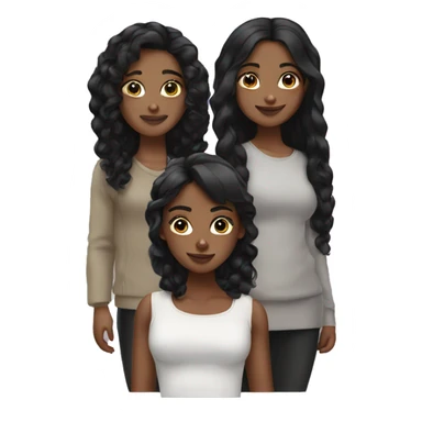 Girls trio with all black hair sticker