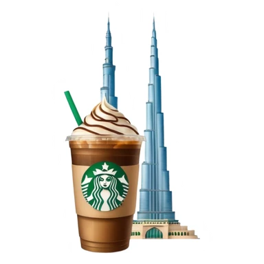 Starbucks iced coffee with Dubai chivalry bar with green filling and burn Khalifa  sticker