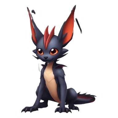  Kawaii Edgy Cool Vampiric Beautiful Noivern-Nargacuga-Litten with big Bat Ears full body sticker