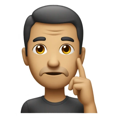 raised eyebrow emoji with hand on face pondering an idea sticker