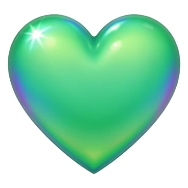 green heart with a holographic effect sticker