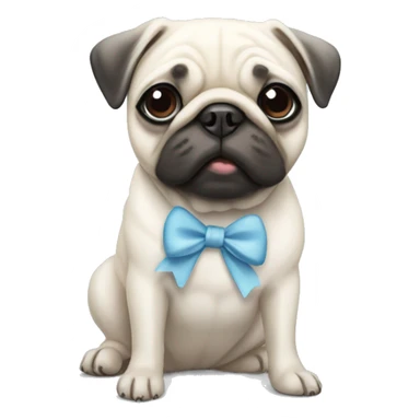 A white pug with a white bow on its head sticker