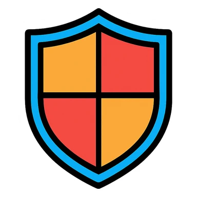 shield icon, lineal color icon with black outlines, classic emblem look, no text sticker