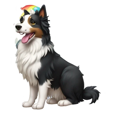 Border collie unicorn with rainbow  sticker
