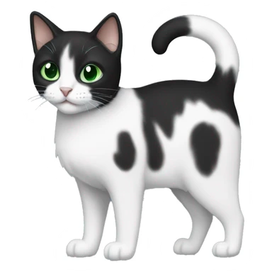 Black and white cat with green eues sticker