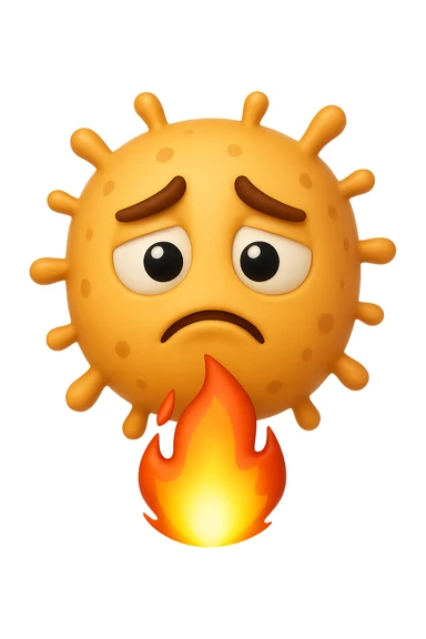 EMOJI STILE IPHONE 3D DI BATTERI INTESTINALI 3D CON ESPRESSIONE TRISTE  IN VOLTO MENTRE SOTTO DI LORO BRUCIA UNA FIAMMA, FAGLI ANCHE LA PARTE BIANCA DEGLI OCCHI, NON SOLO LA PUPILLA sticker